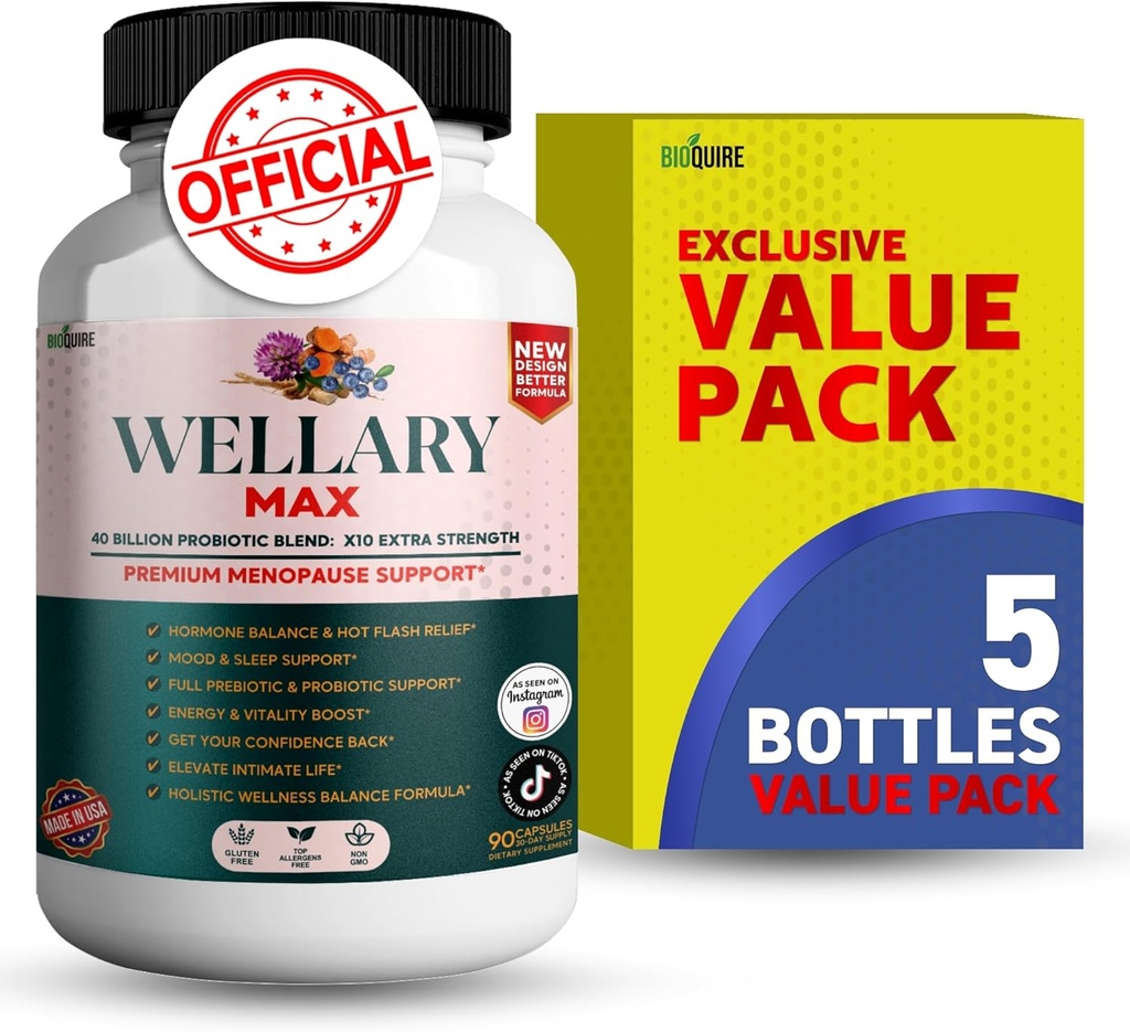Wellary Max Menopause Support Supplement, 40 miljard CFU Probiotische Blend, 90 capsules (5)