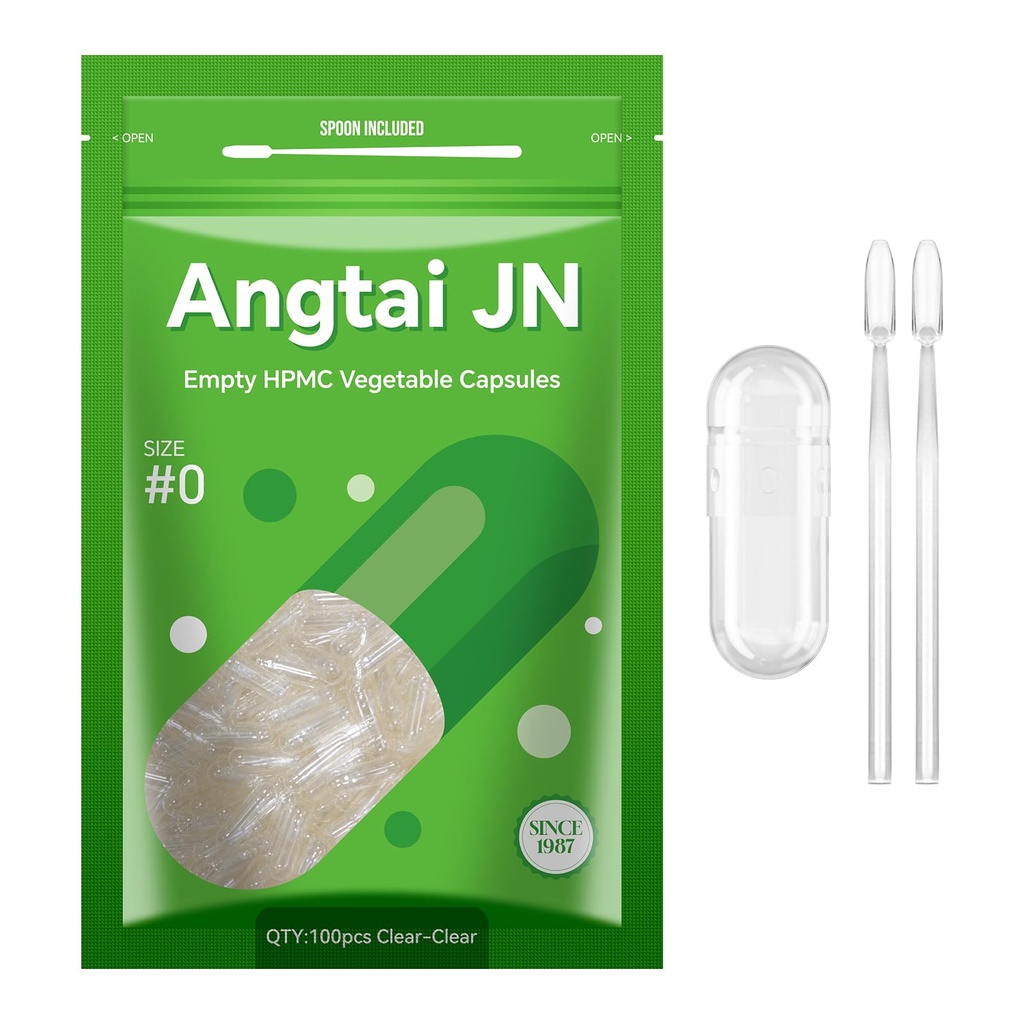 Maat 0 Capsules Lege veganistische plant op basis van helder (100 aantal) Glutenvrij, niet-GMO, Halal Certified Pill Caps vullen Kit met 2 Lepels voor vegetarisch DIY uw eigen supplementen