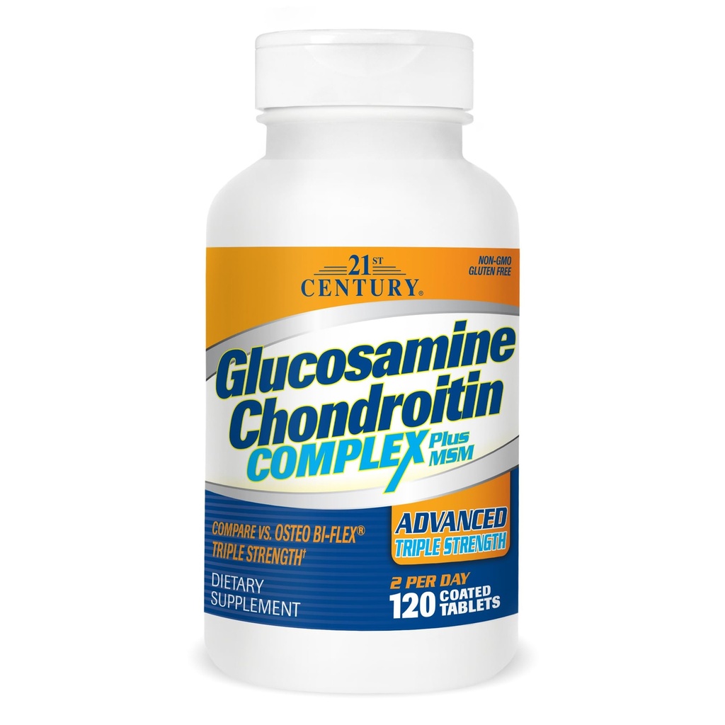 21e eeuw Glucosamine Chondroitin Complex Plus MSM, geavanceerde drievoudige sterkte, 120 tabletten
