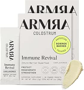 ARMRA ColostrumTM Powder Onopge smaakte huid Gezondheid & opgeblazen huid en haar Immuniteit Keto, Gluten & vetvrij 60 porties