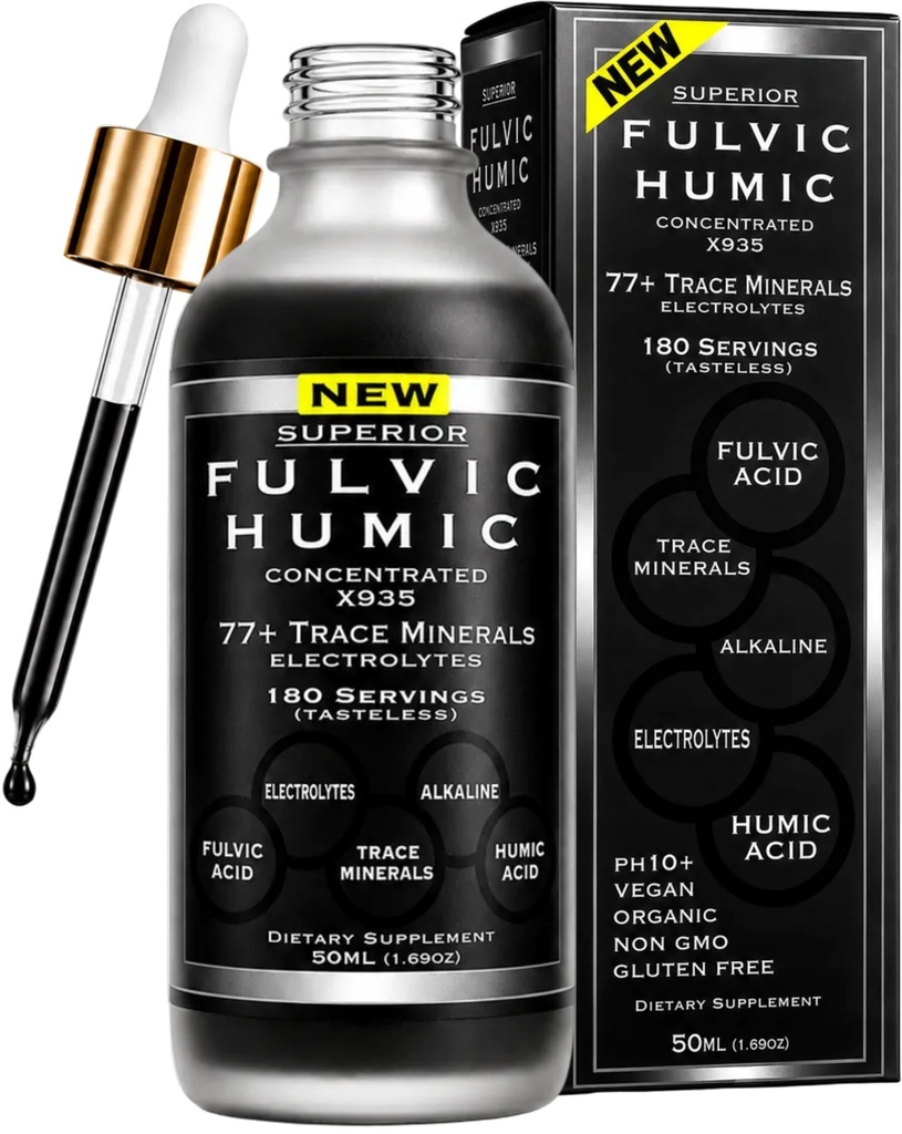 Trace Mineral Drops with Electrolytes - 77 Trace Minerals - 180 Servings- Herstel Electrolytes, Verbeter Gut Health, Leaky Gut Repair - Plant afgeleide Ionische Trace Minerals from Fulvic & Humic Acid
