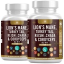 Paddestoelensupplement met Lion's Mane Turkije staart Reishi Cordyceps Chaga Marshmallow Root - 120 Tellen