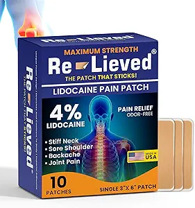 Opgeloste 4% Lidocaïne Patches Maximale sterkte - aluminium-vrij, waterbestendig en USA Made -Superior Sticking Pain Relief Patches Snel Relives Terug, gewrichten en spierpijn-3x6 Inches(10 Tellen)