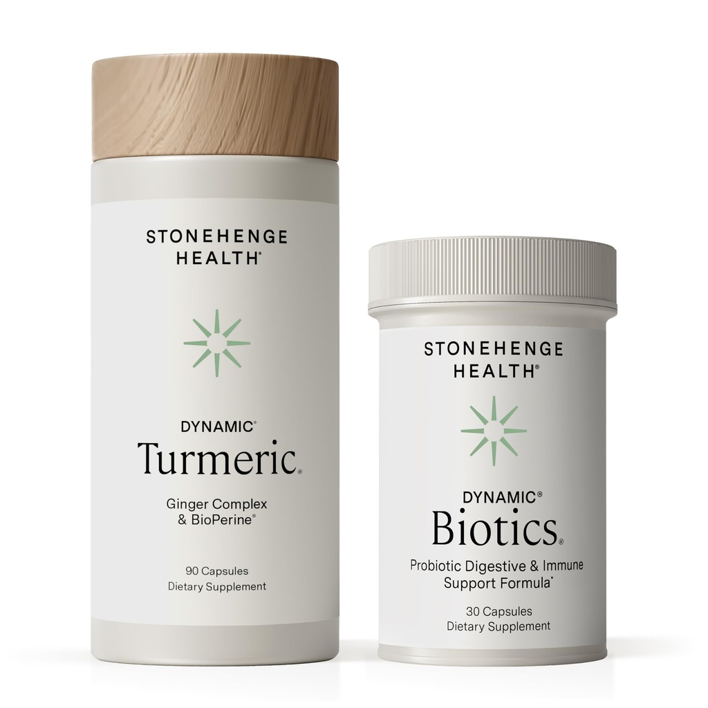 Stonehenge Health Dynamic Turmeric, Dynamic Biotics Probiotic: gewrichten en digestie ondersteuning bundel