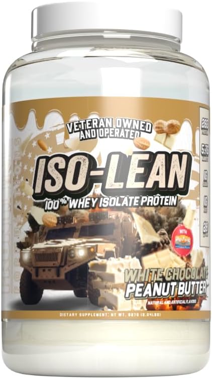 Isolean, 100% Wei Proteïne Isolaat, Lage Suiker, Maximaliseren Herstel, Veteren Eigendom en Operated (28 Serves, White Chocolate Peanut Butter)