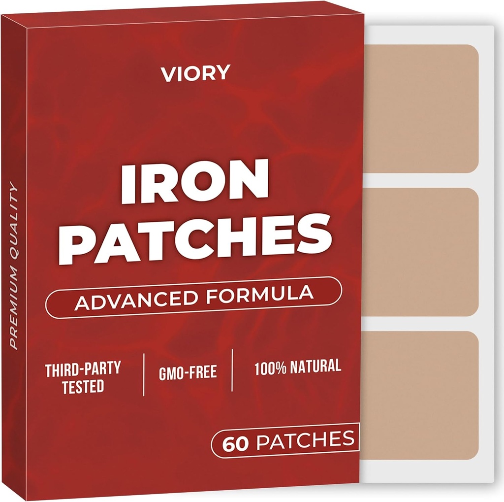IJzer Patches (verpakking van 60) - 100% natuurlijke patch voor vrouwen en mannen - met biotine - energie, focus en body support - verbeterde formule
