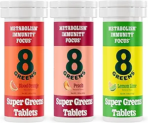 8Greens Supergreens Tabletten Supergroen Poeder Superfood Tablet, Metabolisme Immuniteit & Focus, Dagelijkse Groenen Bruistabletten, Organisch: Aloë Vera, Spirulina, Chlorella, Variëteit, 30 porties