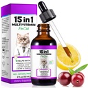 Cat Multivitamine,15 in 1 Cat Vitaminen Liquid Drops Supplementen voor de gezondheid van het hart, botten, gewrichts, huid & jas, blaas, immuunsysteem ondersteuning 60ml