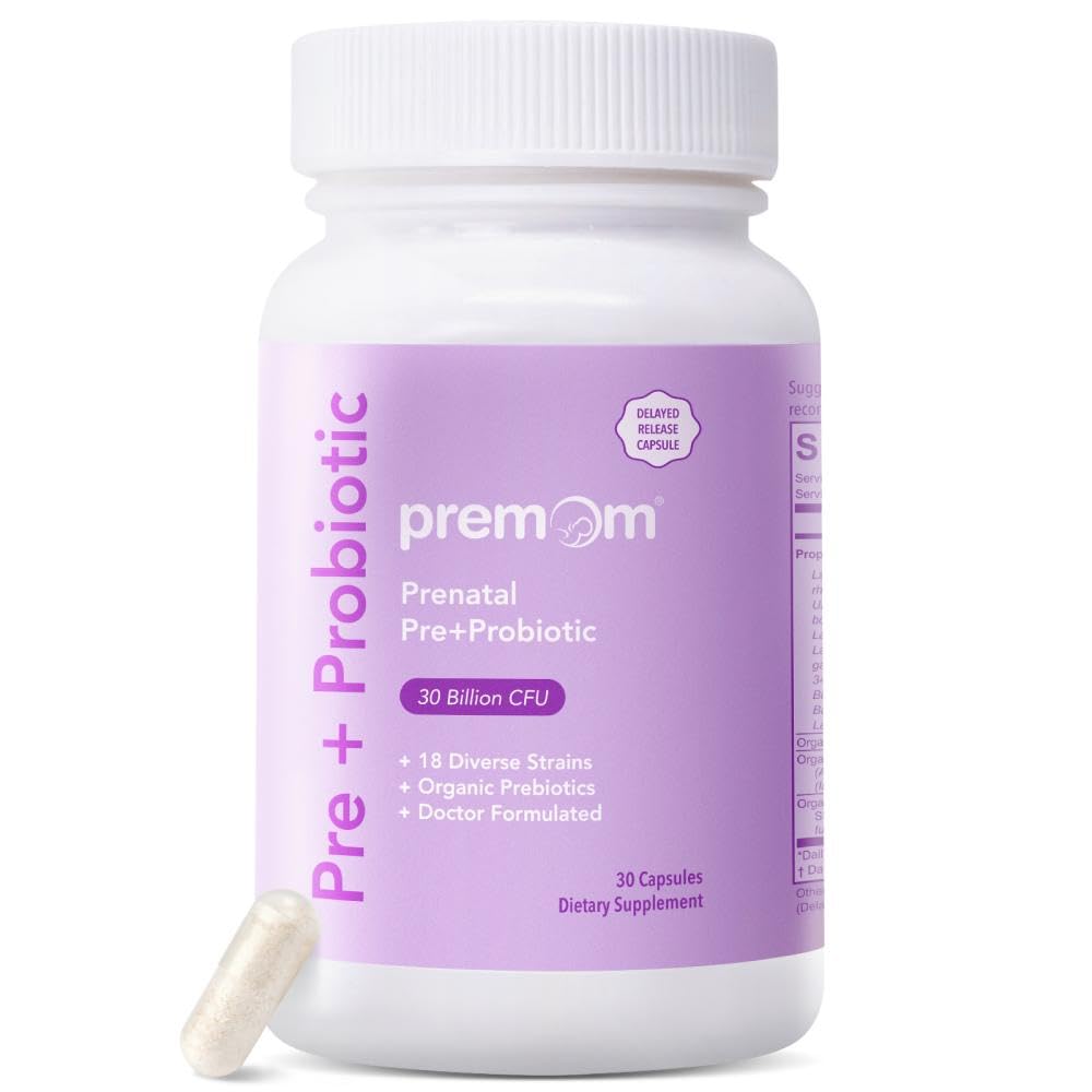 Premium prenatale pre- en probiotica voor vrouwen: 18 Diverse Organische Prebiotica Strains - Ondersteunt Digestieve, 30 miljard CFU, Gut & Immune Health voor mama en baby - Dagelijkse Capsules