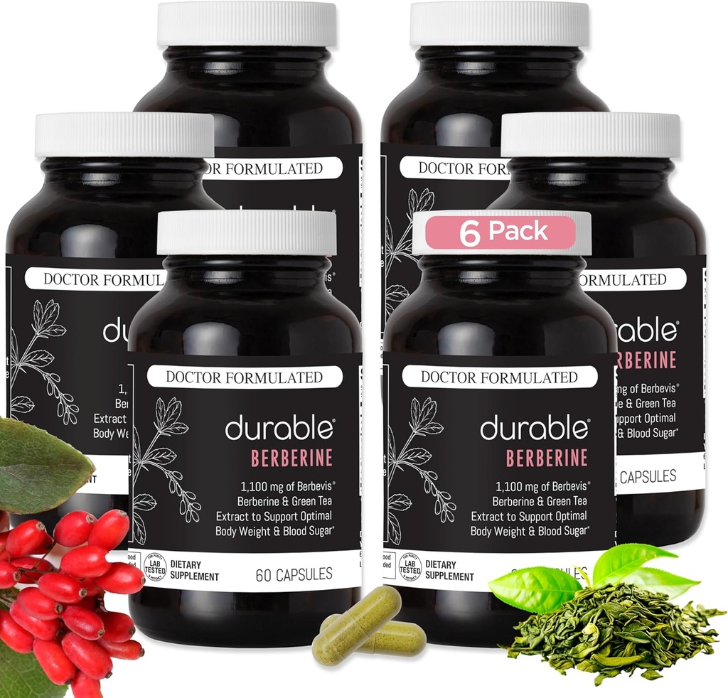 Duurzame Berberine - 1100 mg Gestandaardiseerde Berbevis Berberine met Phytosome Technology 10x Betere absorptie voor gewicht en metabolisme Geformuleerd voor volwassenen Made in USA - 180 Day Supply (360 Capsules)