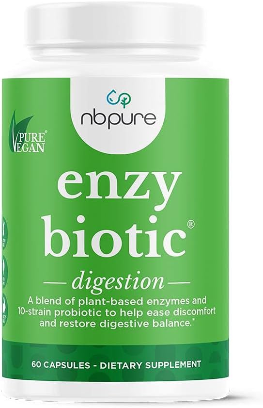nbpure EnzyBiotic Digestieve Enzymen met Probiotica en Prebiotica Supplement Blend, 60 Tellen