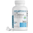 Bronson Melatonine 10 MG Fast Solution Peppermint Tablets, bevordert ontspanning, 360 Kauwbare Vegetarische Lozen