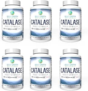 Best Earth Naturals Six Pack of Catalase 10.000 Formula Enzyme Supplement met Saw Palmetto, Biotin, Fo-Ti, PABA - Hair Supplements for Strong Hair - 360 Capsules (180-daagse levering)