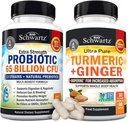 Biologische Kurkuma Curcumine en Gember supplement (1 maand levering) Plus 65 miljard CFU Dagelijkse Probiotische Supplement (1 maand levering)