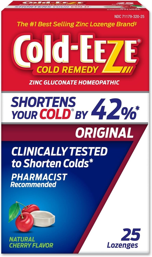 Cold-EEZE natuurlijke Cherry Zink Lozen, Homeopathische Koude Remedie, Vermindert de duur van de gewone koude, Sore Throat, Hoest, Congestie en Post Neus Drip, 25 Tellen