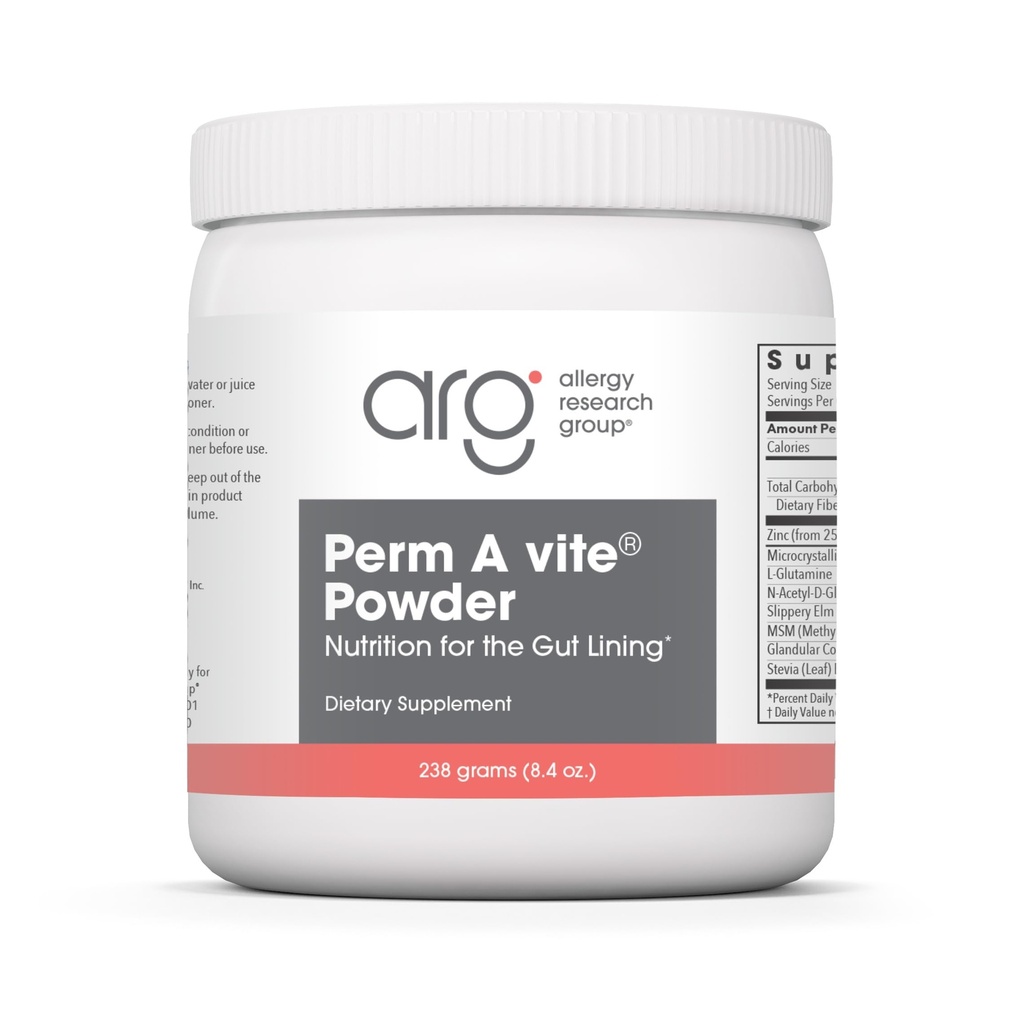 Allergie Research Group Perm A Vite Powder - Gut Health for Men & Women, L-Glutamine, Slippery Elm - 8,4 Oz
