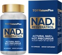 NAD+ Supplement 1000 mg Pure Organic, Hoogste NAD+ Resveratrol Supplement Max Absorptie voor Energie en DNA Reparatie, Veroudering Verlichting, Hersenfunctie Ondersteuning, 120 Capsules