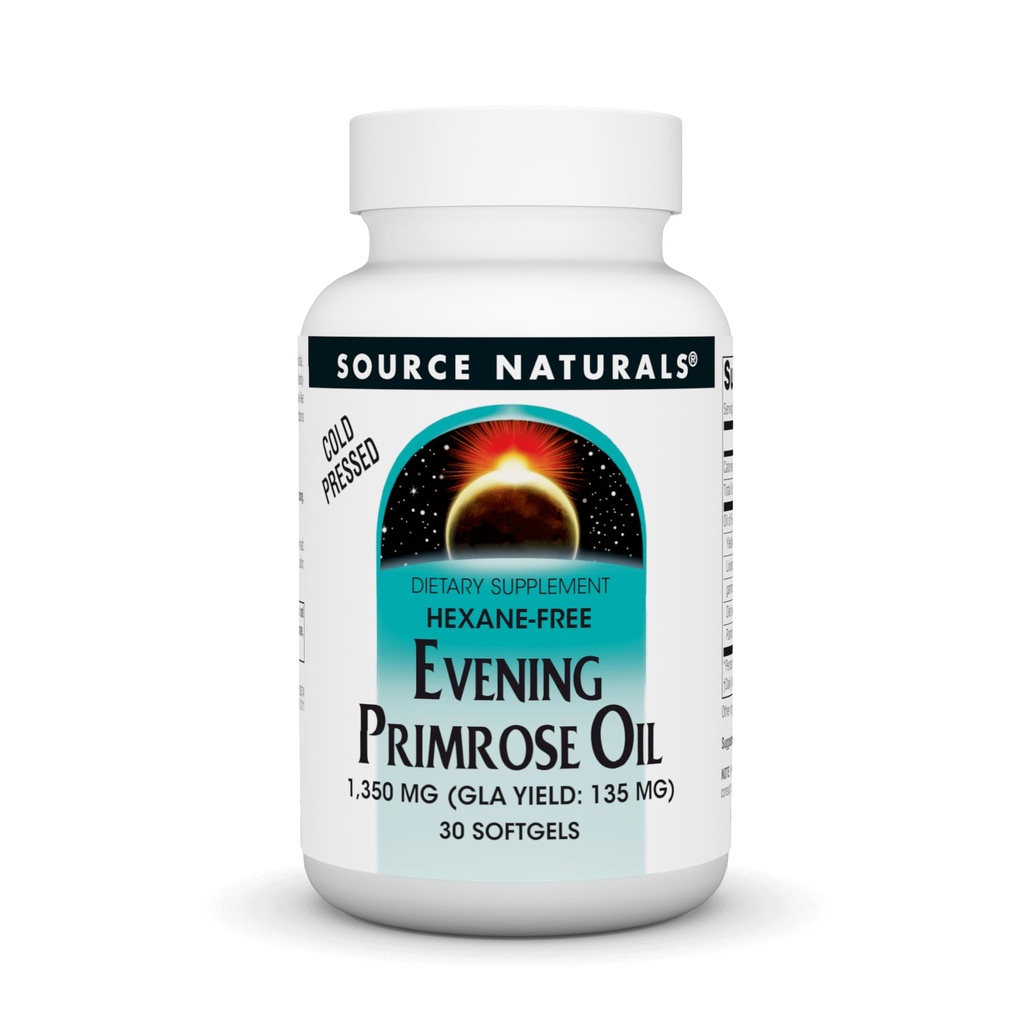 Bron Naturals Evening Primrose Oil - Hexane-Free - 1350mg - GLA Rendement: 135 mg - Koudgeperst - 30 Softgels