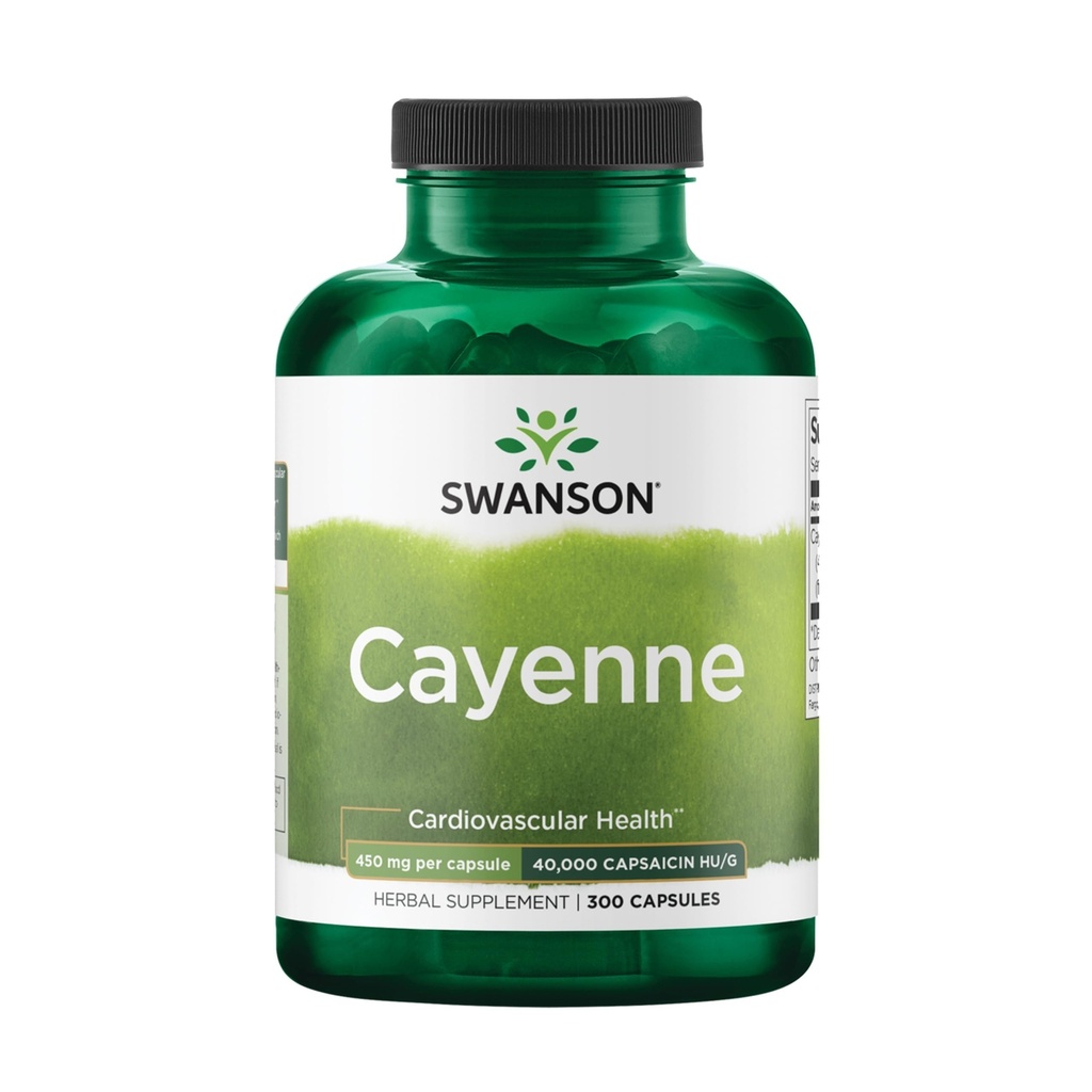 Swanson Cayenne - Herbal Supplement Promoting Digestion, Circulatie & Metabolisme Support - Natural Formula May Support Heart Health - (300 Capsules, 450mg Elk)