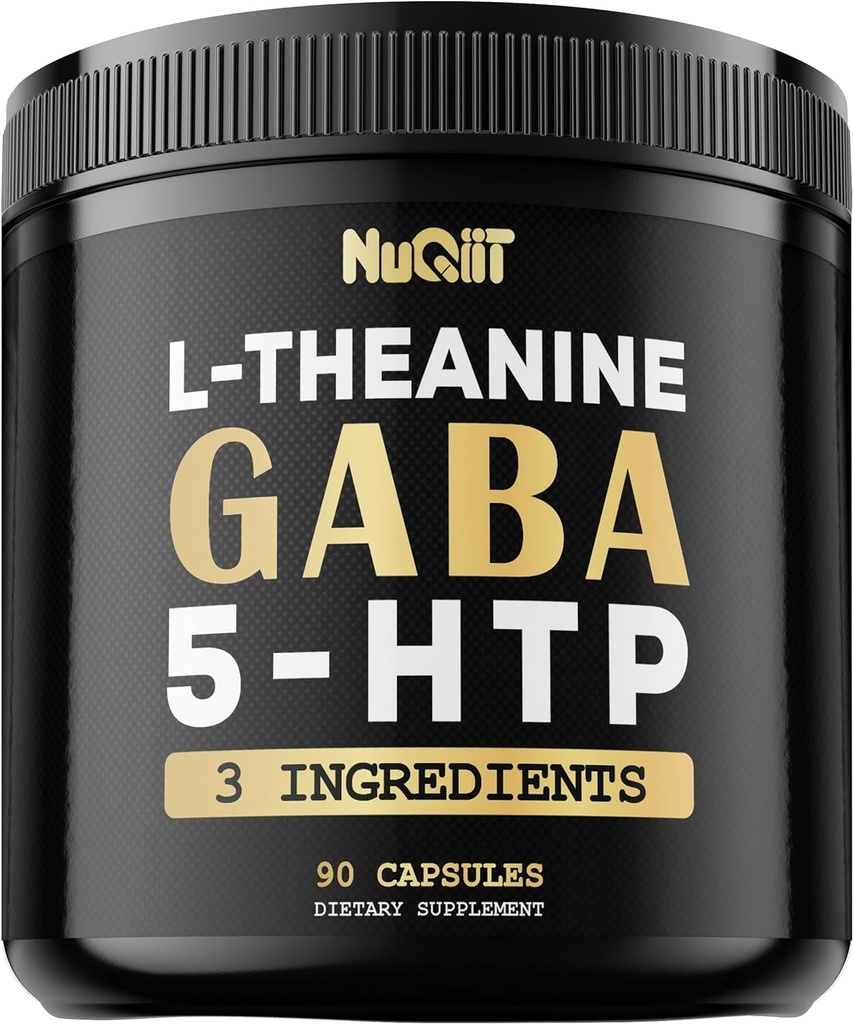 3in1 GABA Supplementen 750mg L-Theanine 200mg & 5-HTP (5-hydroxytryptofaan) - Equivalent aan 1000mg - Ondersteuning van de gezondheid van hersenen, concentratie, comfortabele stemming - 90 capsules