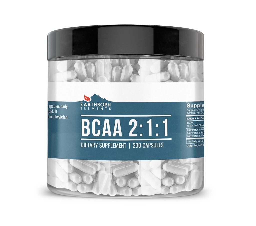 Earthborn Elements BCAA, 200 Capsules, Pure & Onverdund, Geen Additieven