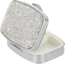 Pocket Pharmacy Bling 2 Compartiment Medicine Organizer Small Cute Pill Container Travel Pill Box Case voor Purse Square Vitamine houder voor Pocket(Zilver)