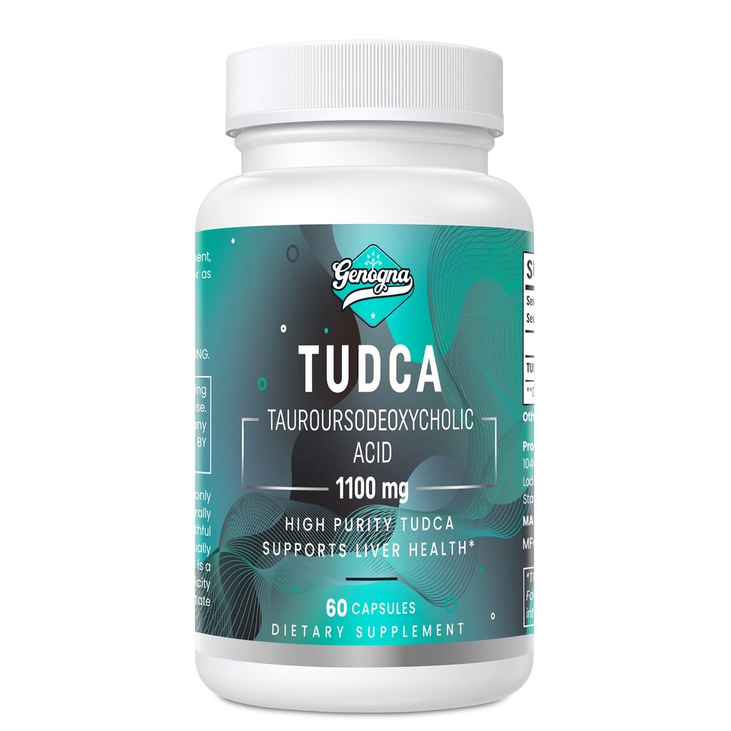 TUDCA 1100mg-Liver Support Supplement voor Detox Reiniging, Water-Soluble Bile Zouten met sterke Bitter Smaak, 60 Vegan Capsules,Non-GMO,Gluten-Free