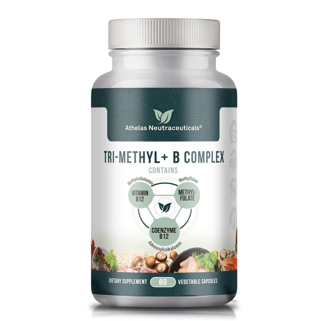 Tri-methyl+B Complex Gemethyleerde B Vitaminen - Full Spectrum Methyl B Complex Vitamine Supplement voor MTHFR Ondersteuning met actieve vormen van B12 Methylcobalamine, Adenosylcobalamine en Methylfolaat