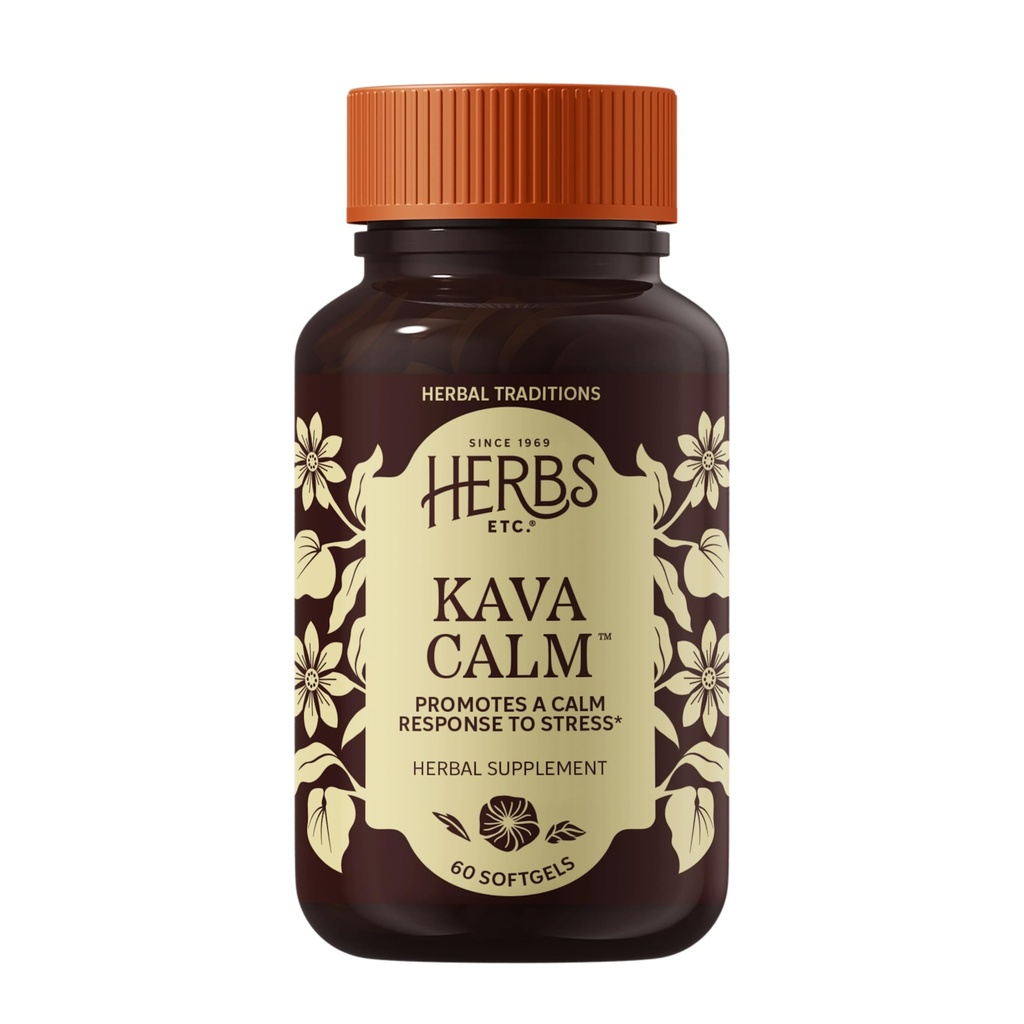 Kruiden Etc. Kava Calm Complex - Kruidensupplement ter ondersteuning van natuurlijke ontspanning - Ondersteunt rustgevende slaap - Nerve kalmerende supplement - 60 Softgels (60 Servings)