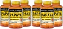 MASON NATUURLIJKE Papaya Digestieve Enzyme Complex - gezonde spijsverteringsfunctie, bevordert Nutriënt Absorptie, Perzik smaak, 100 kauwtabletten (pakket van 6)