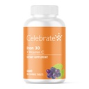 Celebrate Vitamins Iron Supplement with Vitamin C - 30mg Iron, 60mg Vitamin C, Bariatric Vitamins for WLS Patients, Vertical Sleeve & Gastric Bypass Surgery – Grape, 90 Chewable Tablets