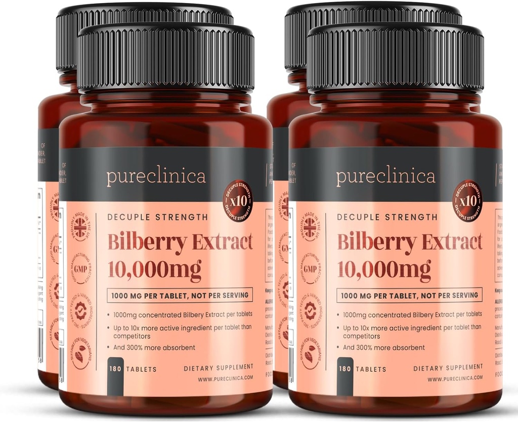 Bilberry Extract 10.000 mg x 720 tabletten (4 flessen) - 10 X Meer anthocyanidinen per tablet dan de meeste andere