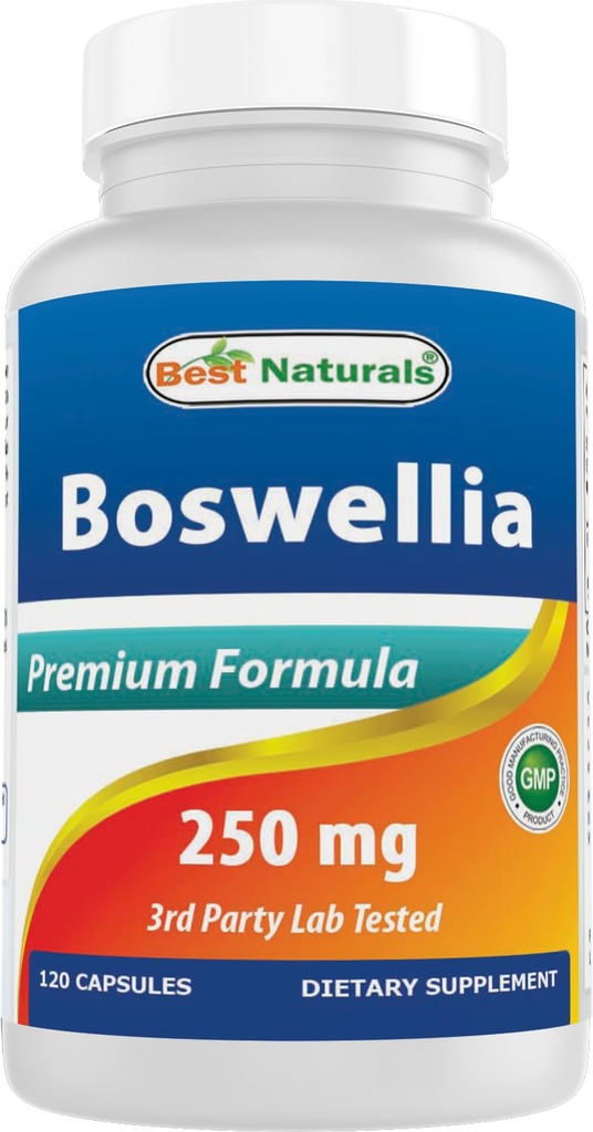 Best Naturals Boswellia Serrata Joint Health 250 mg 120 Capsules - Gestandaardiseerd tot 65% Boswellic Acid (120 Telling (Pack of 1))