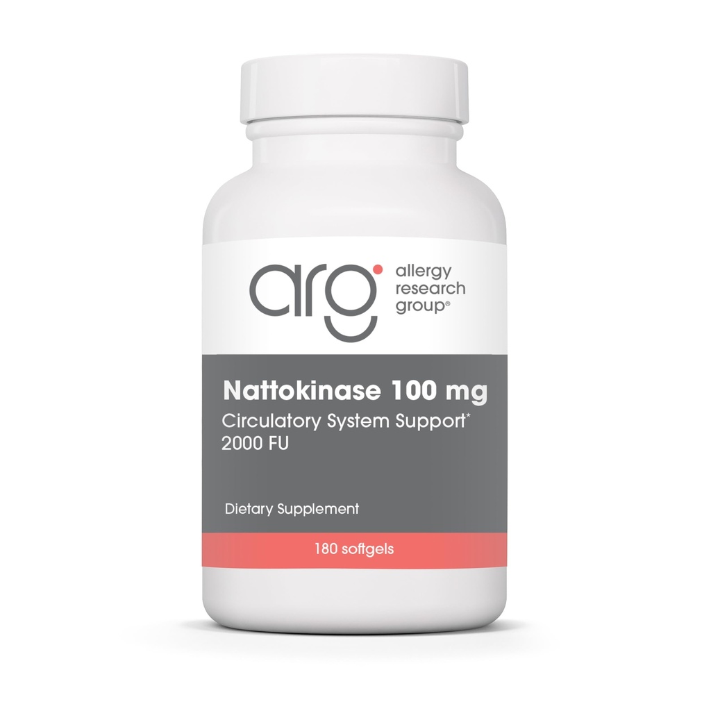 Allergie Research Group Nattokinase 2000 FU / 100mg - Nattokinase Supplement for Women and Men, Natural Enzyme Support for Heart and Blood Health - 180 Softgels