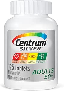 Centrum Silver Multivitamin for Adults 50 Plus, Multivitamin/Multimineral Supplement with Vitamin D3, B Vitamins, Calcium and Antioxidants, Gluten Free, Non-GMO Ingredients - 125 Count