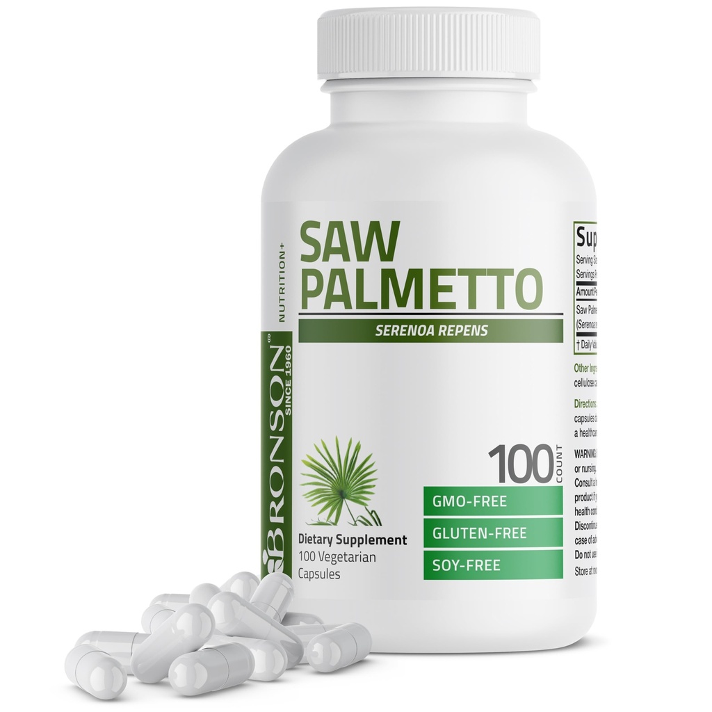 Bronson Saw Palmetto Extra sterkte ondersteunt gezonde prostaatfunctie & Urinaire gezondheid ondersteuning - niet GGO, 100 Vegetarische capsules