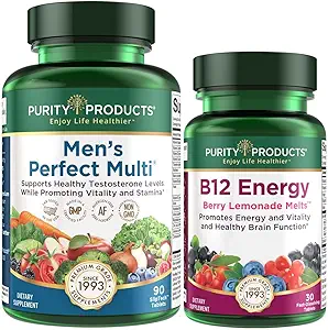 Zuiverheid Producten Bundel - Mannen Perfect Multi + B12 Energie MELT Mannen Multi Ondersteunt gezonde vitaliteit, Energie + Meer - B12 Energie Berry MELT met 1000 mcg Methylcobalamine B-12-30 Dagvoorziening