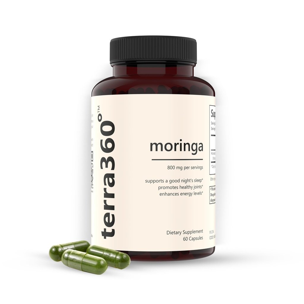 Moringa Capsules 800 mg - 60 Capsules, Moringa Pure Capsules, Krachtige Green Superfood, Glutenvrij, Non-GMO, Energie, Huid, Immune & Gut Health, Made in The USA