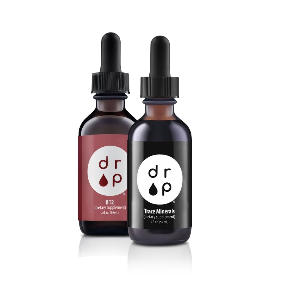 Drop Supplementen Organic Trace Minerals Electrolyte Drops and Vitamin B12 2500 mcg 2 oz Liquid Drops Bundle