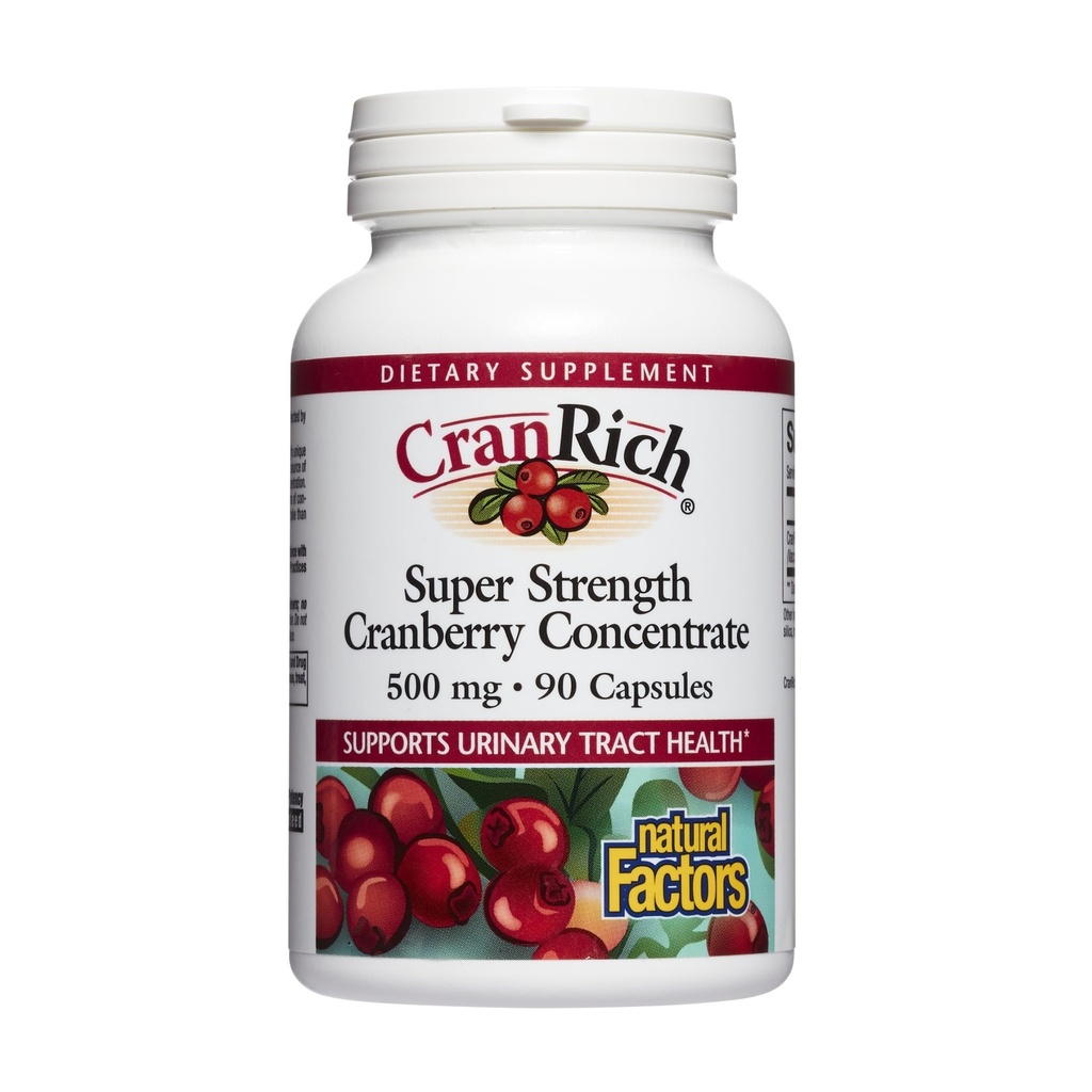 CranRich by Natural Factors, Super Strength Cranberry Concentrate, Antioxidant Supplement for Urinary Tract Support, Non-GMO, 90 Capsules