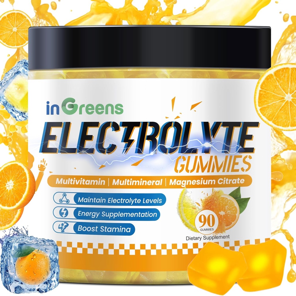 Natuurlijke Elektrolyten Gummies met 6 Essentiële Elektrolyten - Inclusief Vitaminen, Magnesium, Elektrolyten, voor Runners, Endurance Sports, Hydration Electrolyte Kauwen - 90 Gummies