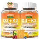 Vitamine D3 K2 Gummies 5000IE / 10.000 IE met Omega-3 250mg + K2(MK-7) 100mcg - 5X Absorptie dan Standaard D3K2,met Vitamine C, Zink en 5 Biologische Groenten,Ondersteunt Bot & Tanden Kracht, Immuun