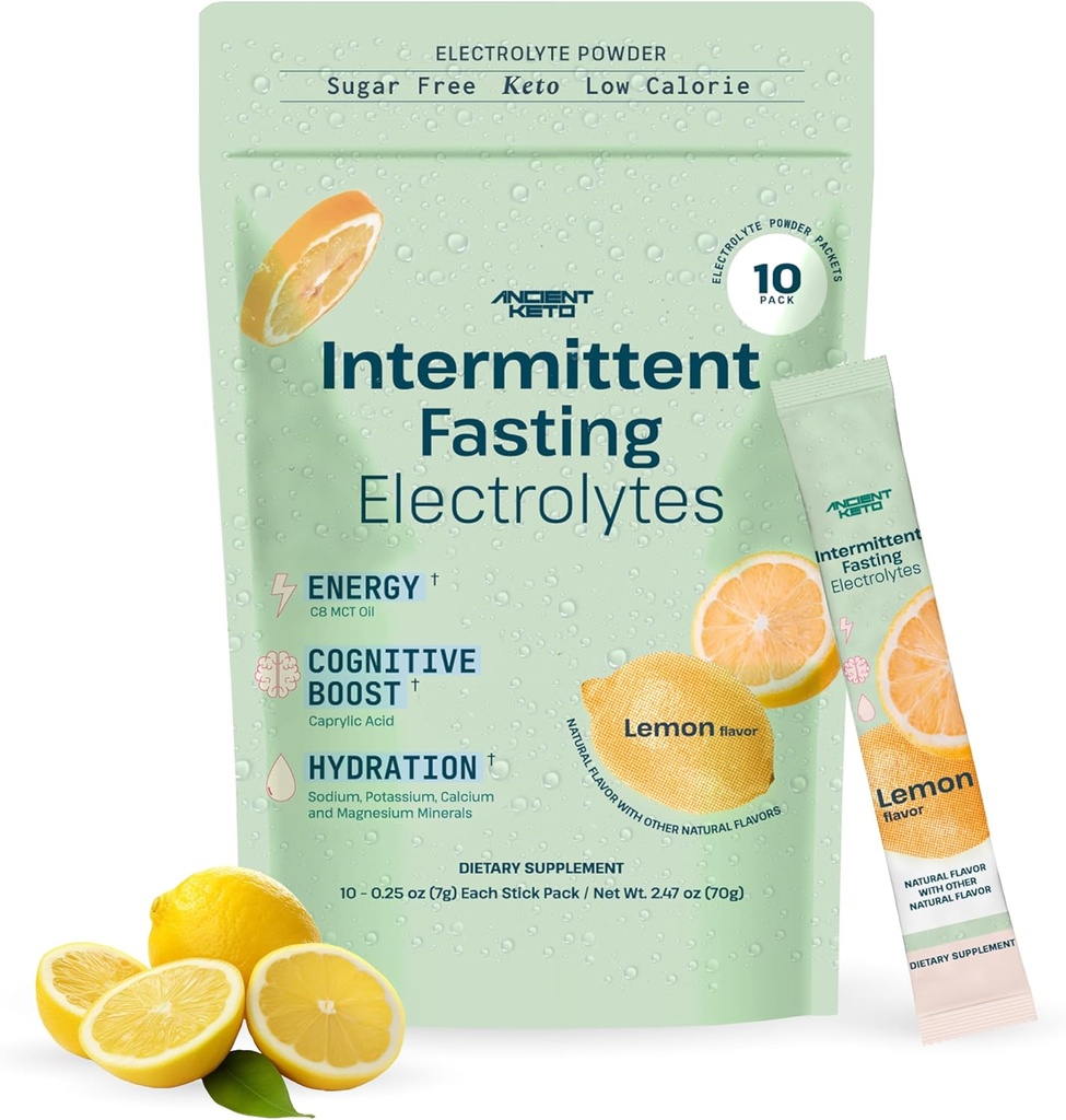 Oude Keto Vastende Elektrolyten - Sugar-Free Electrolyte Powder voor Intermitterende Vasten - Ondersteunt cognitie, energie en hydratatie