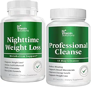 DR VITAMIN SOLUTIONS Nighttime Fat Burner & 15 Day Cleanse for Bloating & Weight Loss, Bundle, 60 Caps