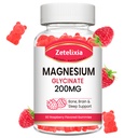 Magnesium Glycinate Gummies, Hoge Absorptie Magnesium Glycinate Supplementen voor Ontspanning, Raspberry Kauwen voor volwassenen en kinderen, 60 Tellen