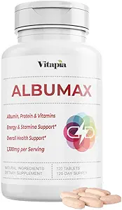 Albumin Supplement with Vitamin B Complex, Amino Acids, Egg White & Whey Protein Powder - Energy, Stamina, Immune, Wellness Support - 120 Tablets, Non-GMO, Gluten-Free
