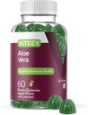 Viteey Aloë Vera Gummies voor volwassenen - 50mg - Aids in spijsvertering en immuungezondheid - Aloë Vera supplement - Veganistisch, Gelatinevrij, Glutenvrij, GGO-vrij, smakelijk Kauwbare Raspberry Flavored Gummy