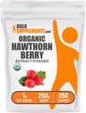 BulkSupplements.com Organic Hawthorn Berry Extract Powder - Hawthorn Berry Supplement - Herbal & Glutenvrij, 1g per portie, 250g (8.8 oz) (verpakking van 1)