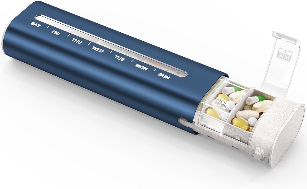 Zannaki Aluminium 7 dagen Weekly pil Organizer, Portable Travel pil case met drie lagen Seal, grote capaciteit leuke dagelijkse pil Box, pil houder container voor vitamines, pillen, supplementen en medicijnen