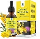 Mullein druppels voor de longen, Mullein blad extract kruidensupplement, natuurlijke longreiniging, ademhalings- en immuunondersteuning, ademgezondheid, tinctuur met marshmallow, vlierbessen - 2 fl Ounces